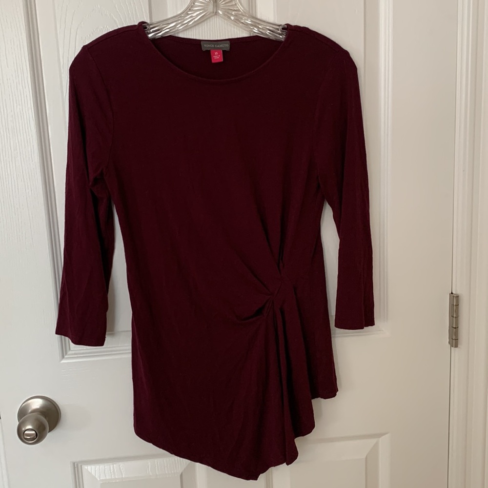 Vince Camuto Asymmetrical Top, Burgundy, XS